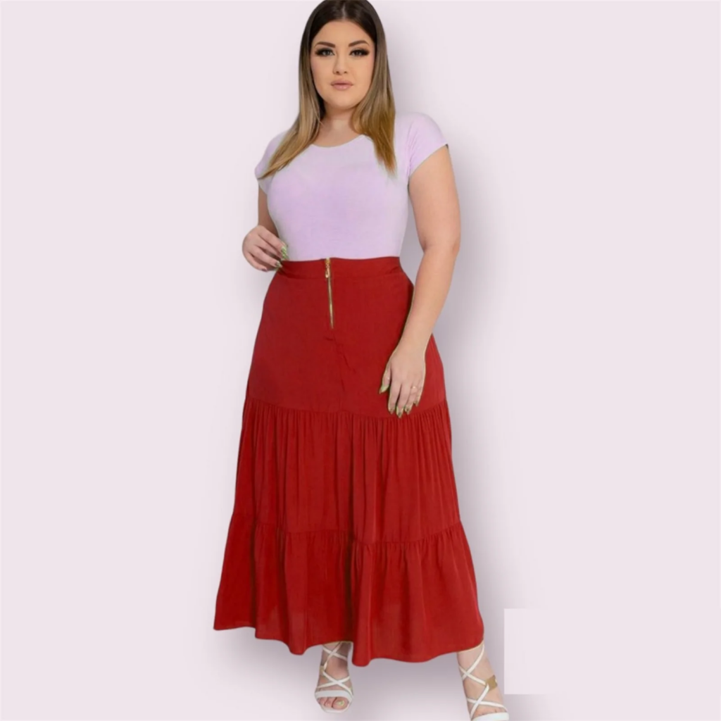 Imagem Saia Vermelha Midi Plus Size