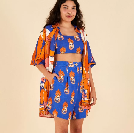 Imagem Short Farm estampado azul com laranja