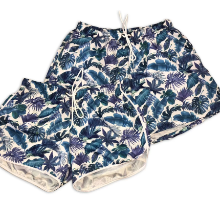 Imagem Short De Casal Praia Floral Azul