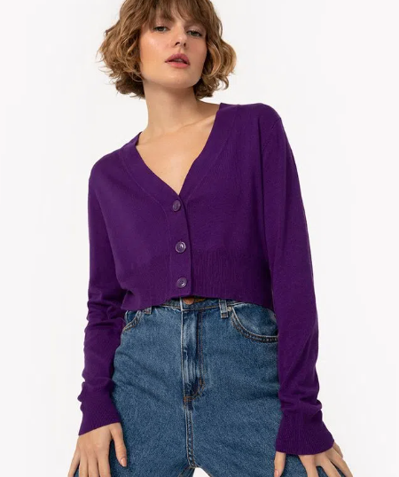 Imagem: Cropped Roxo Com Manga Longa