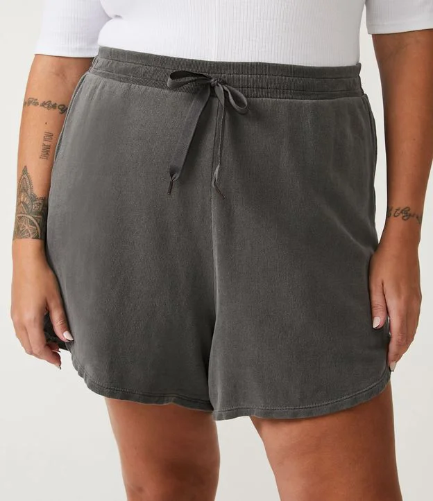 Imagem Short Moletom Feminino Com Amarração Plus Size