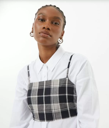 Cropped Top: Modelo Escuro Xadrez Imagem: Cropped Top Escuro Xadrez