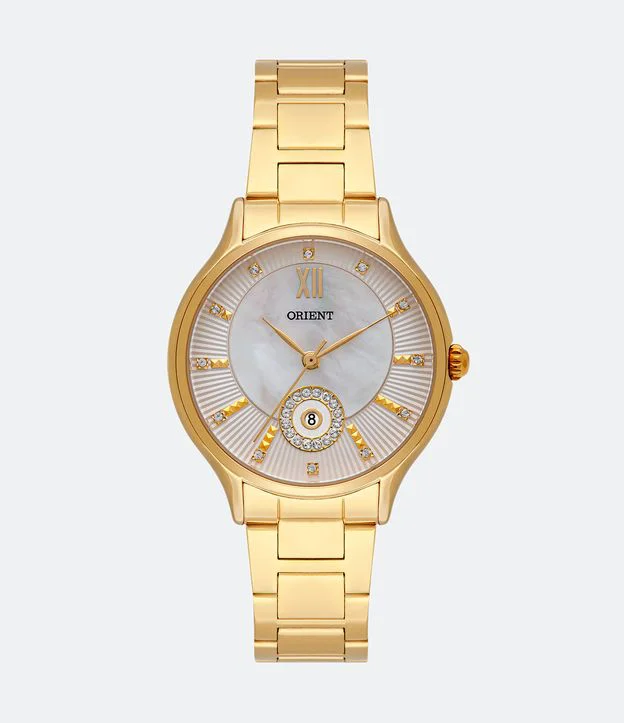 Imagem Relógio Orient Analógico Com Pulseira E Caixa Em Aço Dourado Fgss1186-B3Kx Dourado