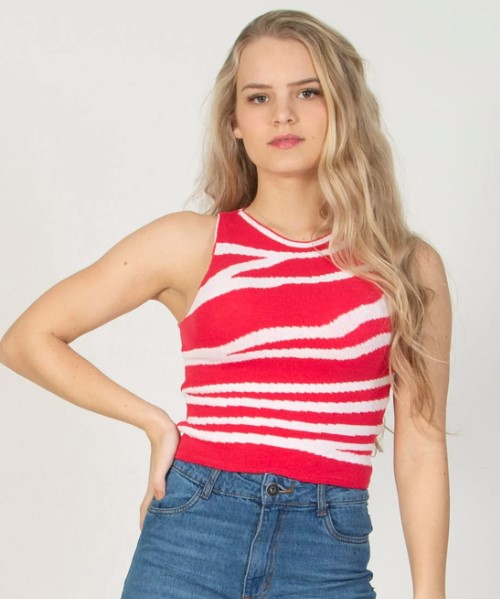 Imagem: Cropped Zebra Regata Rosa e Branco