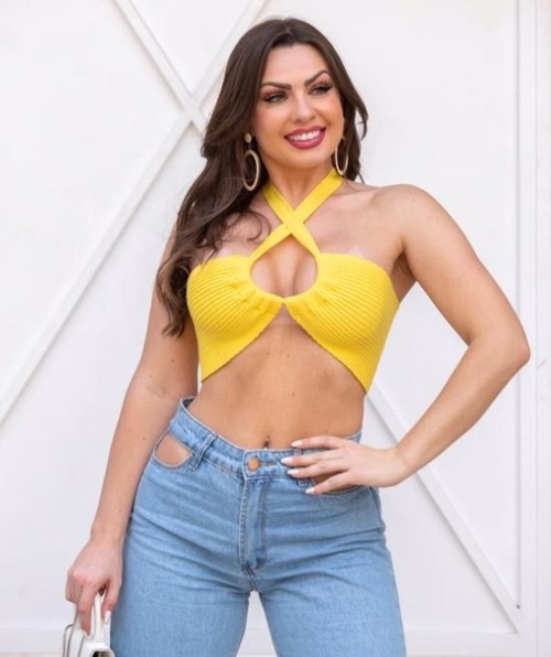 Imagem: Cropped Gringa Shopee Amarelo Multiformas