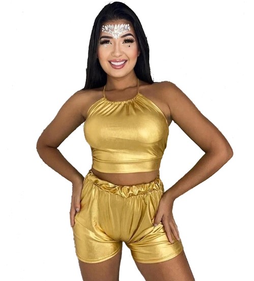 Imagem: Cropped Metalizado Dourado Lurex