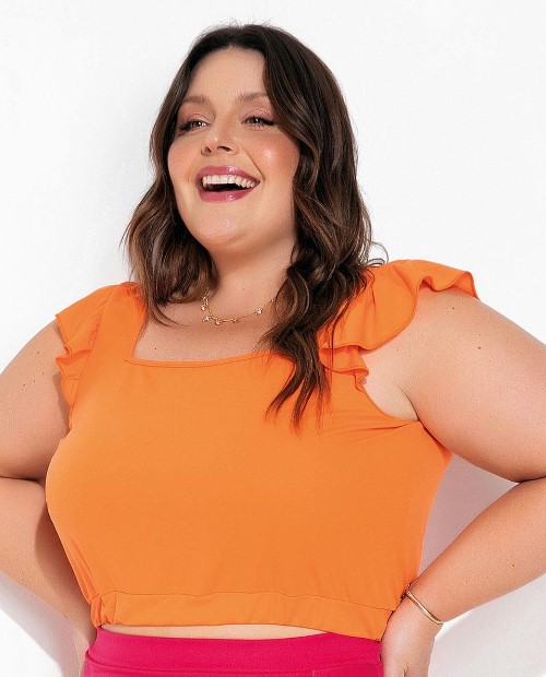 Imagem: Cropped Babado Laranja Plus Size