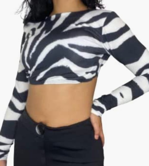 Imagem: Cropped Zebra Manga Longa Costas Abertas