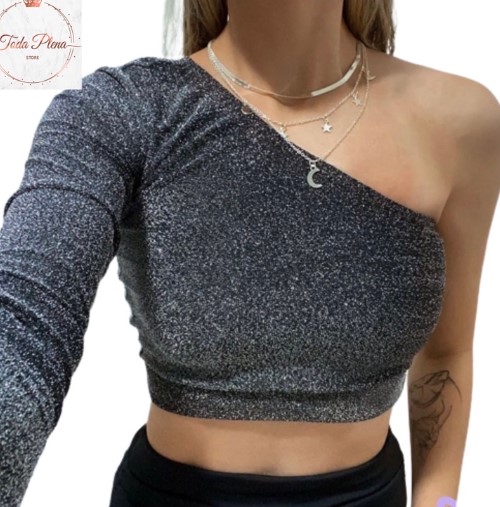 Imagem: Cropped Preto Com Brilho Shopee Mula Manca