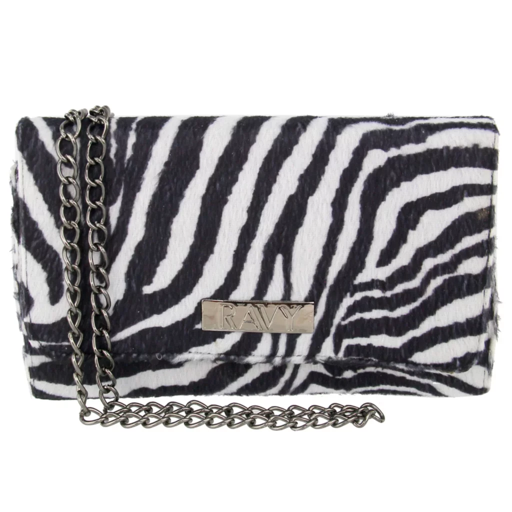 Imagem Bolsa Clutch Pequena Ravy Store Festa Alça De Corrente Zebra