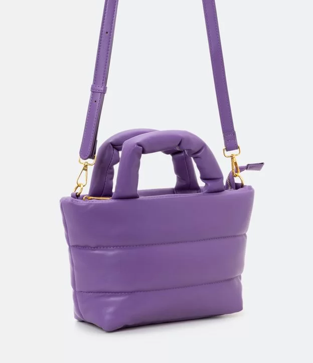 Imagem Bolsa Shopper Com Alça Transversal E Textura Matelassê Roxo