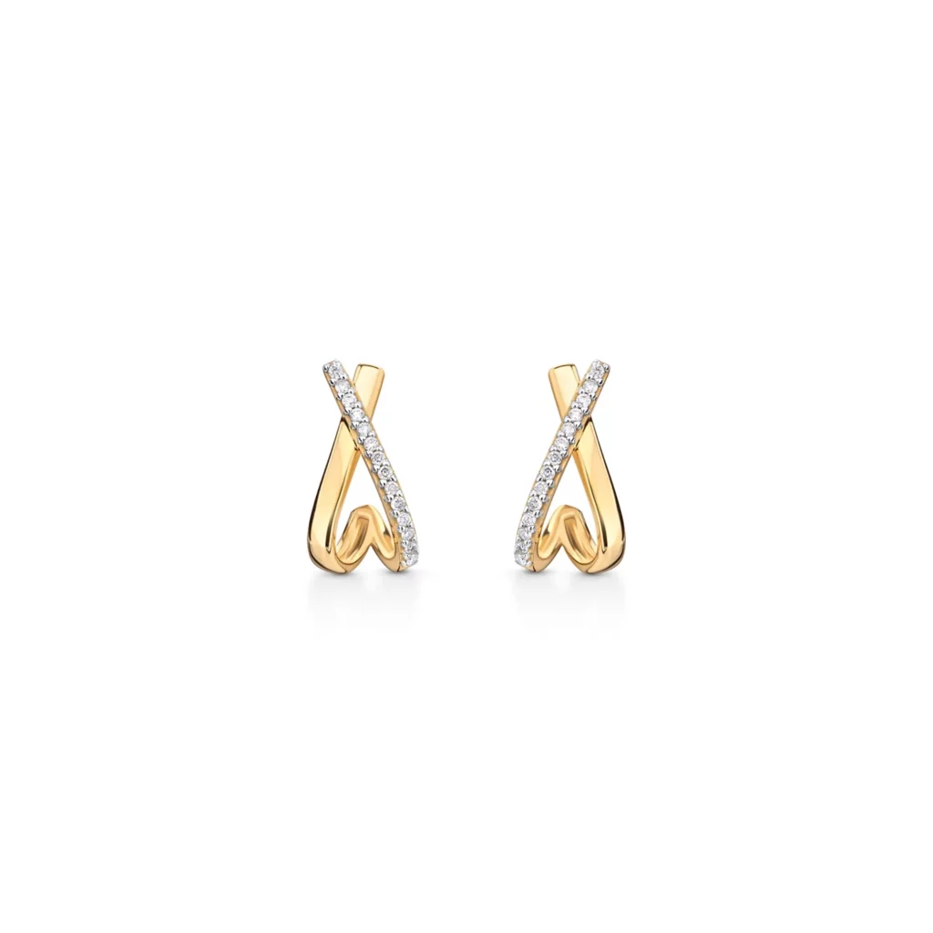 Imagem Brinco Stud Com Diamantes Em Ouro Amarelo 