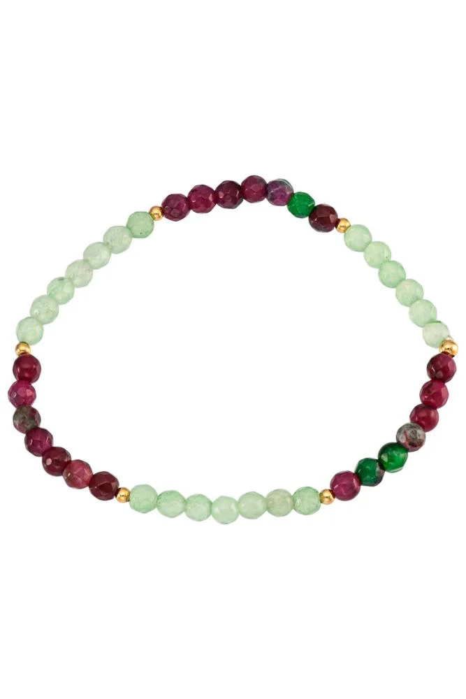 Imagem Pulseira Cristais Verdes E Marsala Com Bolinhas Lisas