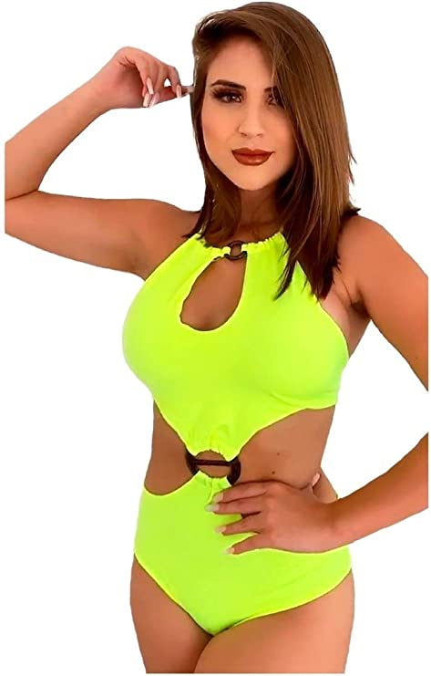 Imagem Body Verde Neon Com Bojo E Argola