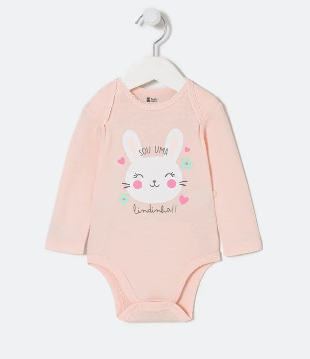 Imagem Body infantil bebê estampado com coelha