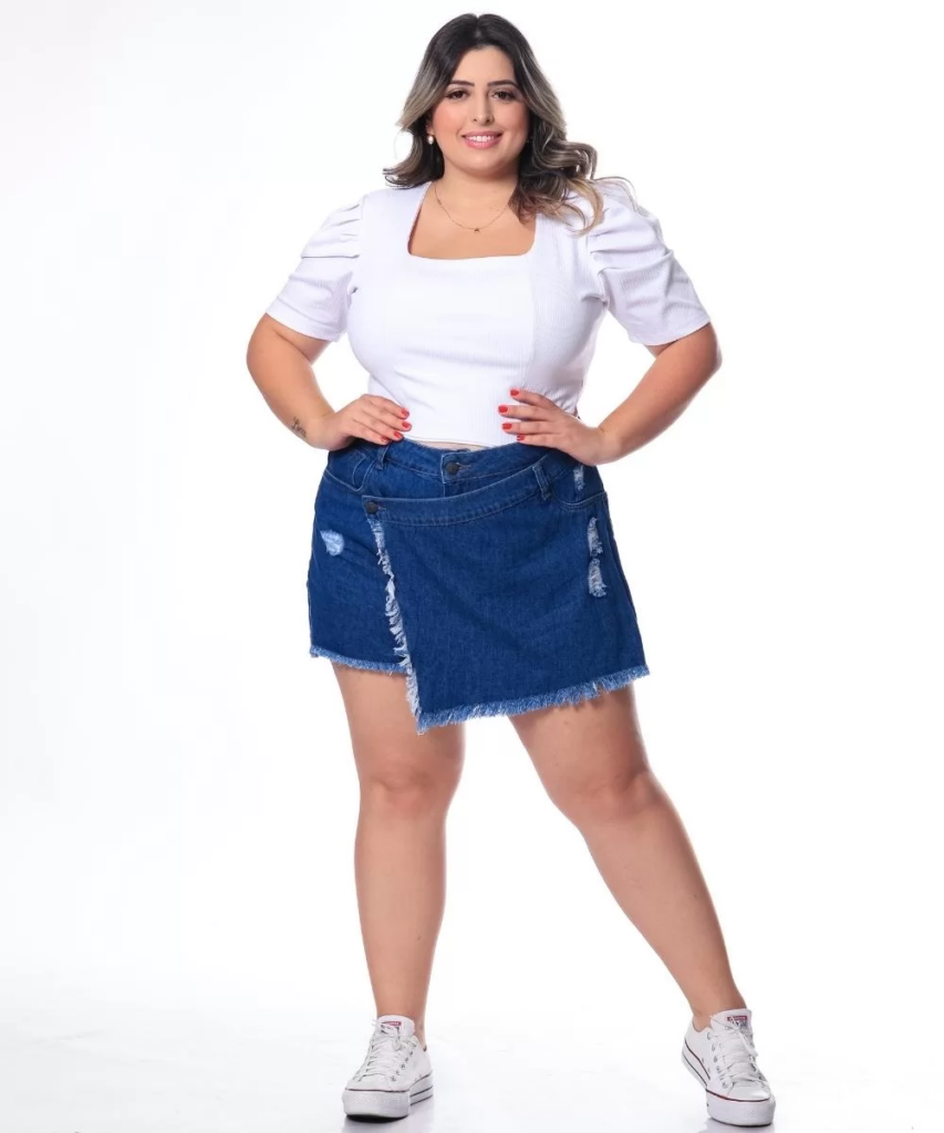 Imagem Minissaia Jeans Plus Size Azul Allmaria