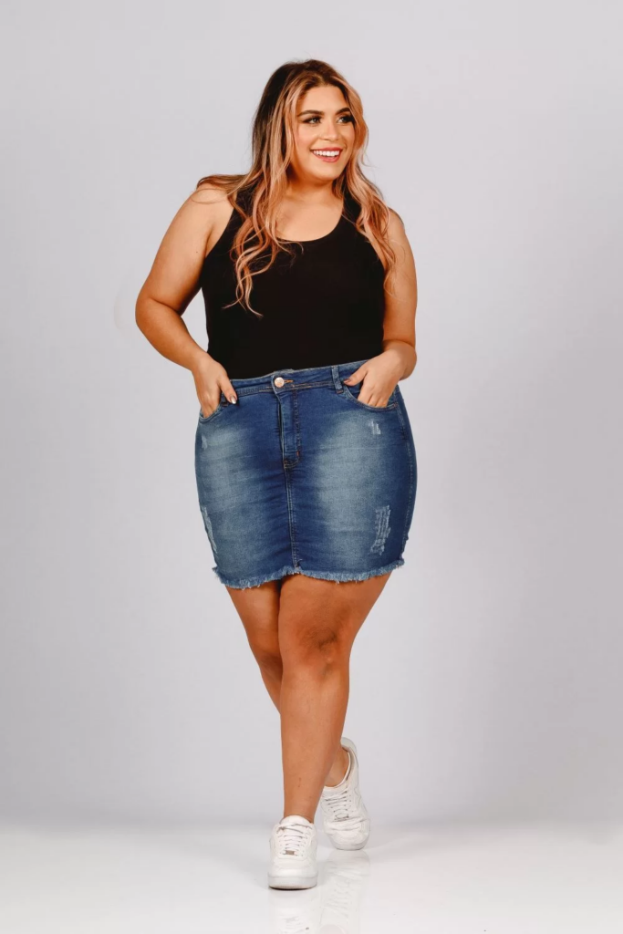 Imagem Minissaia jeans plus size azul fact