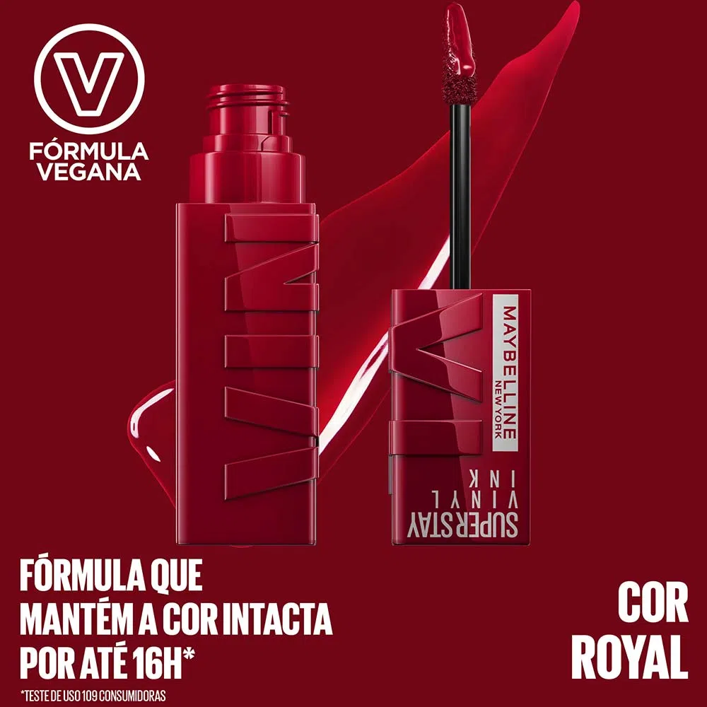 Imagem com Batom Maybelline SuperStay Vinyl Ink UNRIVALED