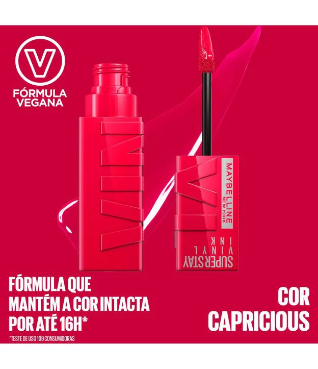 Imagem com Batom Líquido NY SuperStay Vinyl Ink Maybelline CAPRICIOUS