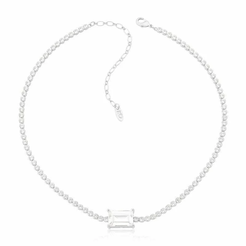 Imagem Com Choker Riviera Zircônias Com Cristal Semi Joia Ródio