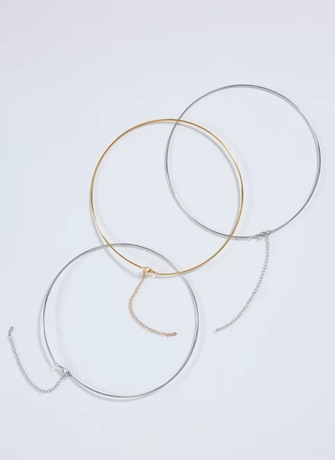 Imagem com Chokers De Aro Dourado E Prateado