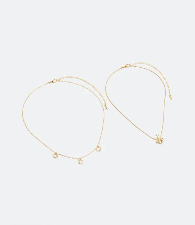 Imagem com Colar Camadas Em Metal Com Pingente De Abelha Em Zircônia Dourado