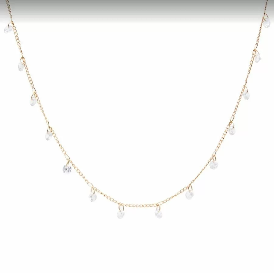 Imagem com Colar Choker Delicado Cristais Pingentes Semi Joia