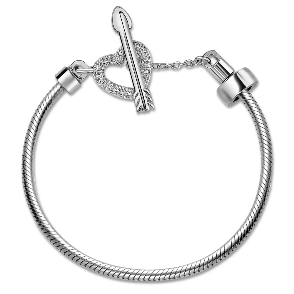 Imagem Com Pulseira Life Cupido Fecho T Coração E Flecha Prata