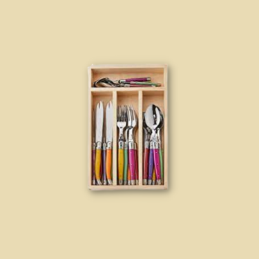 Jean Dubost Conjunto De Talheres Coloridos Para O Dia A Dia, 24 Peças, Com Alças Em Uma Bandeja, Multicolorido Imagem Com Jean Dubost Conjunto De Talheres Coloridos Para O Dia A Dia, 24 Peças, Com Alças Em Uma Bandeja, Multicolorido
