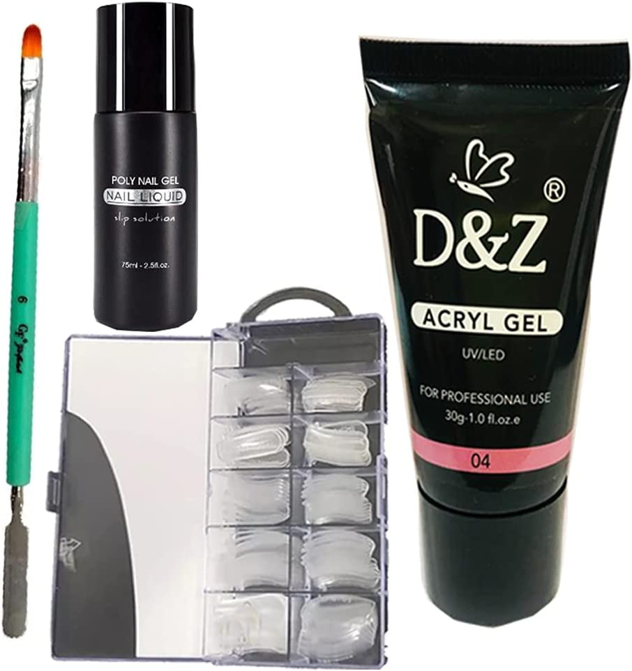 Imagem com Kit Polygel D&Z Liquido Acrílico e Molde F1 Curvatura C