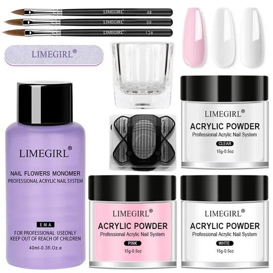 Imagem Com Kit De Unha Completo Profissional Acrílico Limegirl