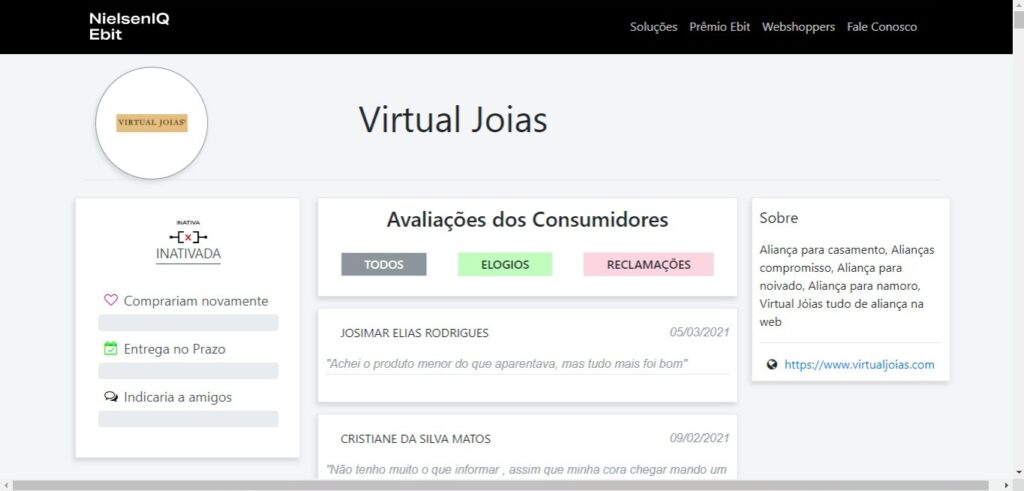 Imagem Com Virtual Joias É Confiável De Acordo Com O Ebit