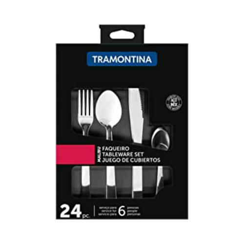 Faqueiro Aço Inox Malibu Tramontina – 24 Peças Imagem Com Faqueiro Aço Inox Malibu Tramontina – 24 Peças