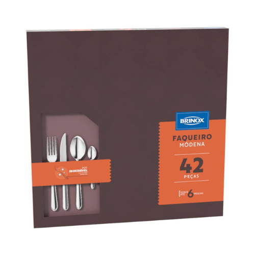 Faqueiro Aço Inox Modena Brinox – 42 Peças Imagem Com Faqueiro Aço Inox Modena Brinox – 42 Peças