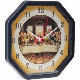 Imagem com Relógio de Parede Oitavado Santa Ceia, Bell's, Multicor