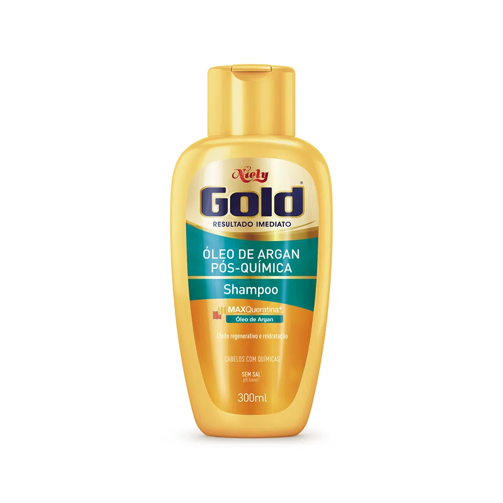 Imagem Com Shampoo Niely Gold Pós-Química Poderoso