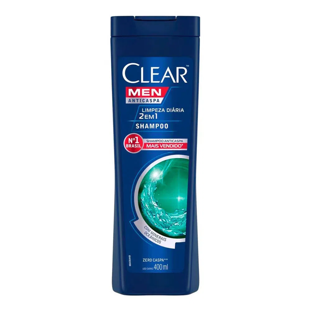 Imagem Com Clear Men Limpeza Diaria 2 Em 1 - Shampoo Anticaspa