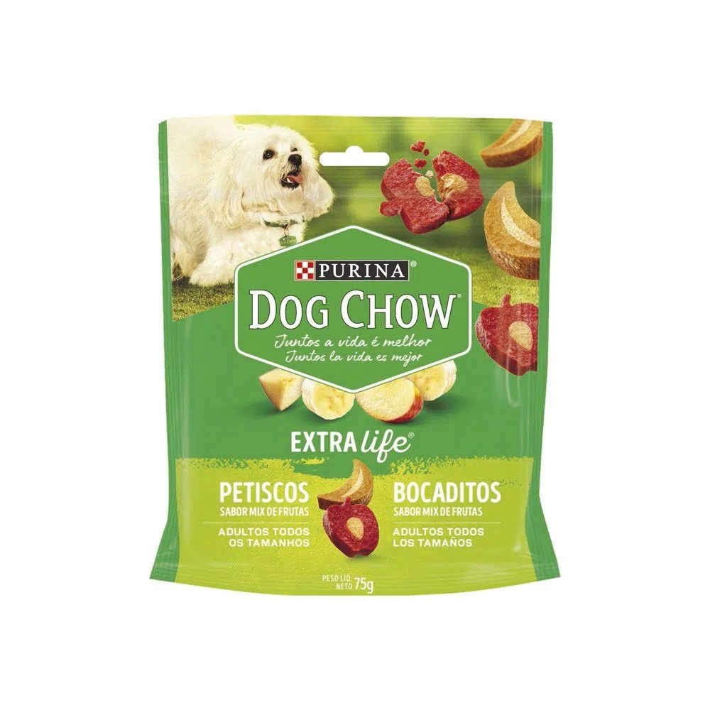Imagem Com Petisco Dog Chow Cães Adultos Mix De Frutas 75G