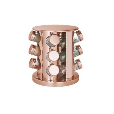 Imagem Com Porta-Temperos Futuro Casa, Rose-Gold Giratório 12 Potes