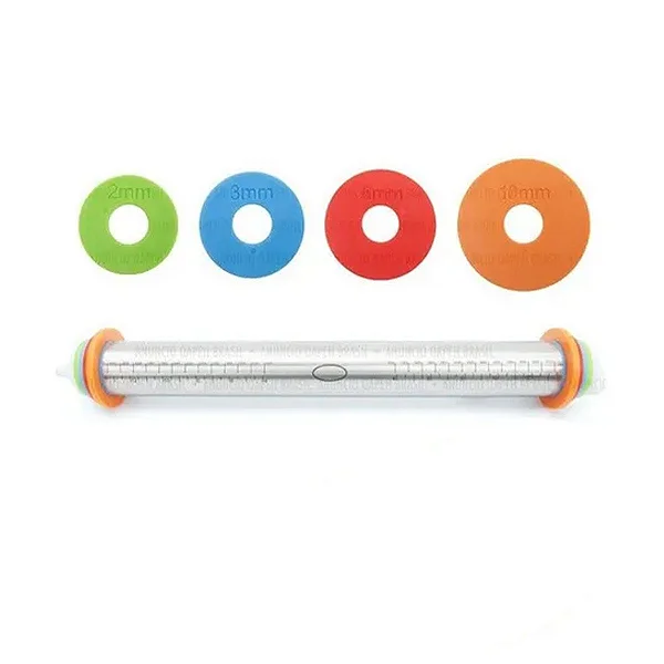 Rolo De Massa Profissional Com Discos Medidas Ajustáveis Inox Imagem Com Rolo De Massa Profissional Com Discos Medidas Ajustáveis Inox