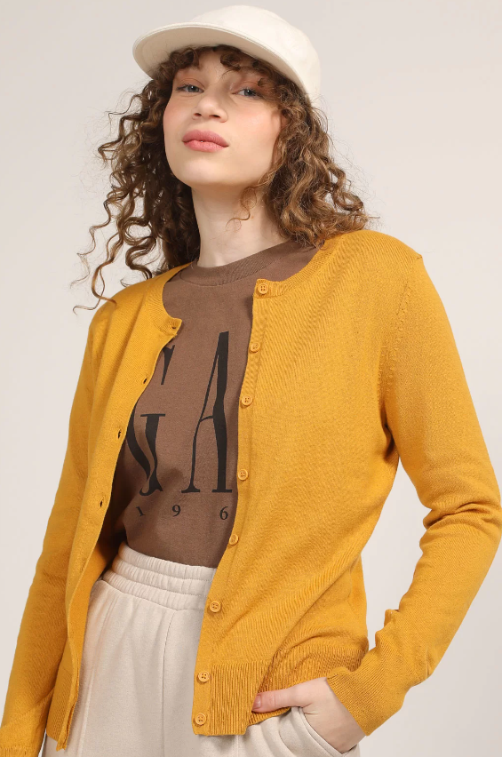 Cardigan feminino amarelo