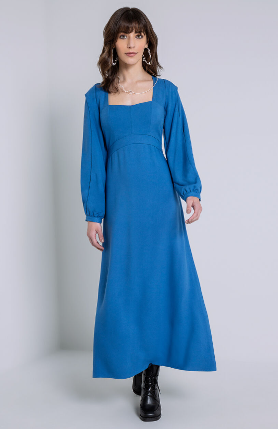 Vestido azul royal midi