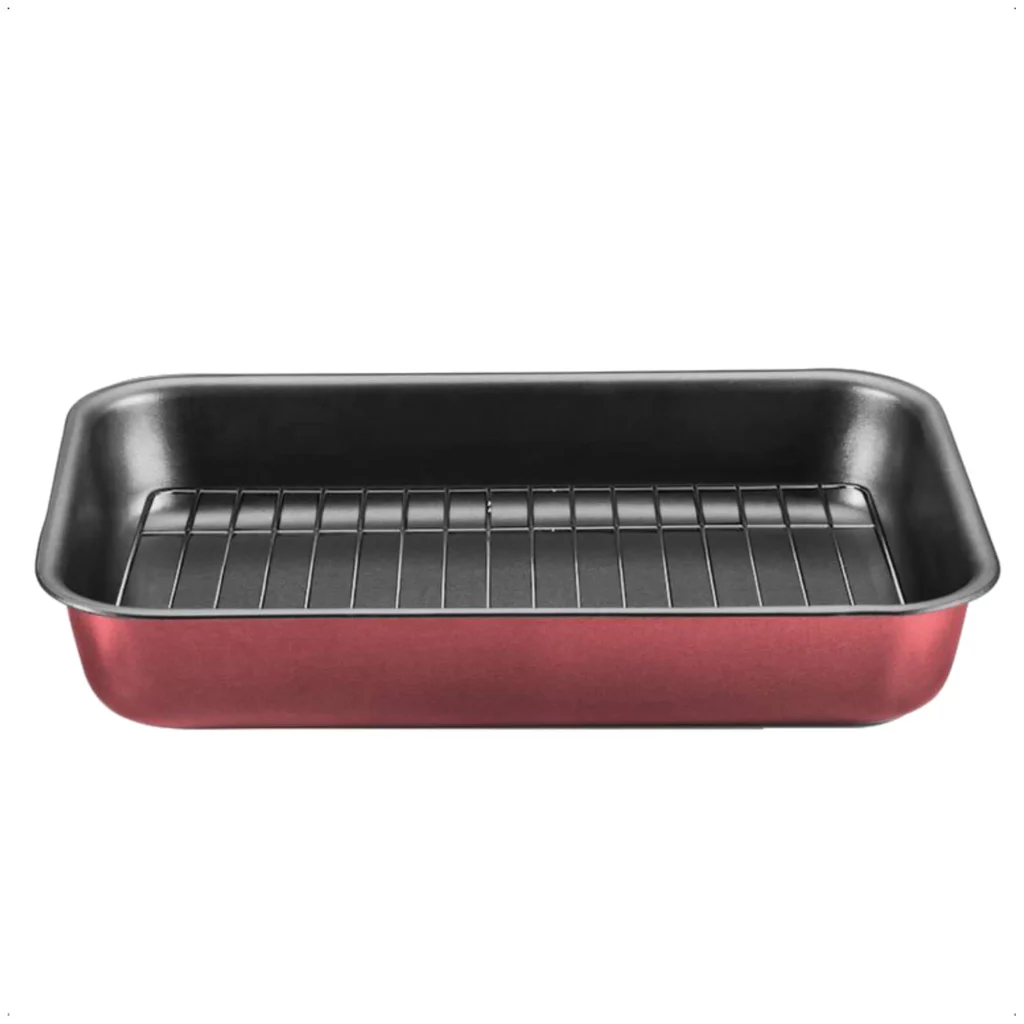 Assadeira Retangular Alta Com Grelha 4,6L Antiaderente Cozinha Mta - 8990 Imagem Com Assadeira Retangular Alta Com Grelha 4,6L Antiaderente Cozinha Mta - 8990