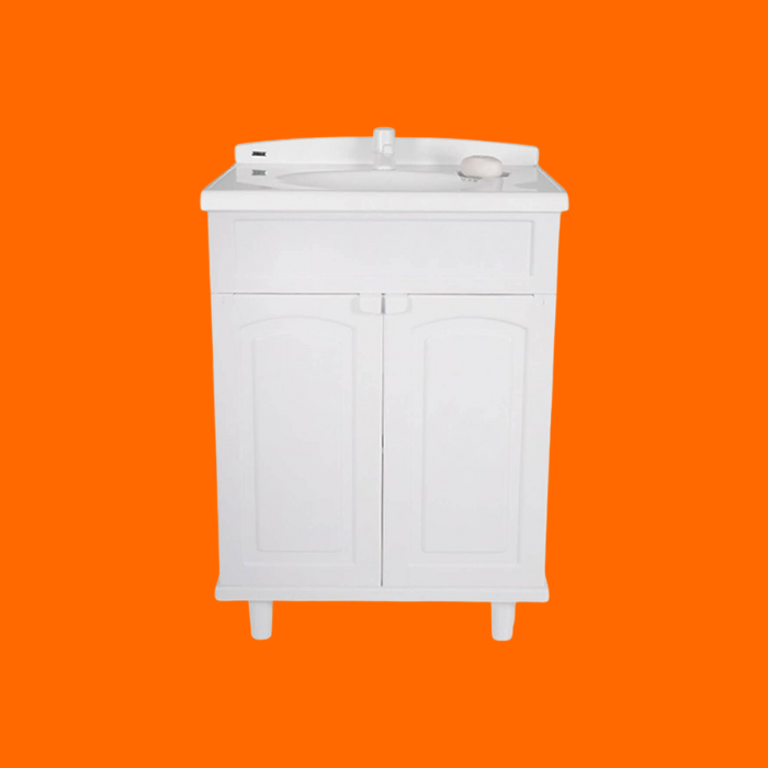 Gabinete Para Banheiro Em Plástico Com Lavatório Clássica Astra Sem Torneira Branco
