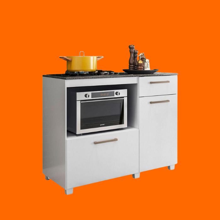 Balcão De Cozinha Moob Para Cooktop 5 Bocas 2 Portas Branco Fosco - 120 Cm Balcão De Cozinha Moob Para Cooktop 5 Bocas 2 Portas Branco Fosco - 120 Cm