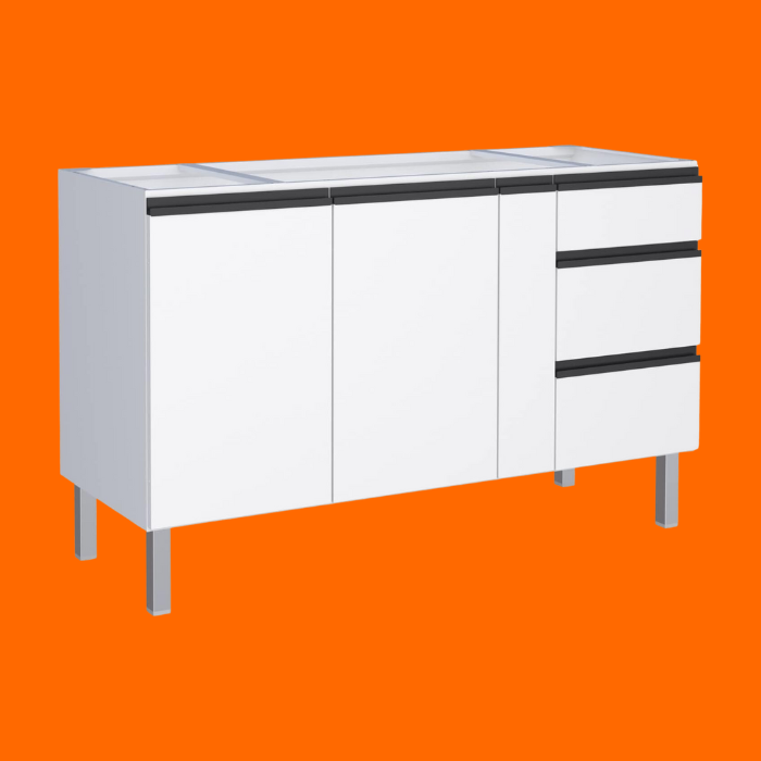Gabinete De Cozinha Para Pia 150 Em Aço Gaia 2 Portas Branco - Cozimax Gabinete De Cozinha Para Pia 150 Em Aço Gaia 2 Portas Branco - Cozimax
