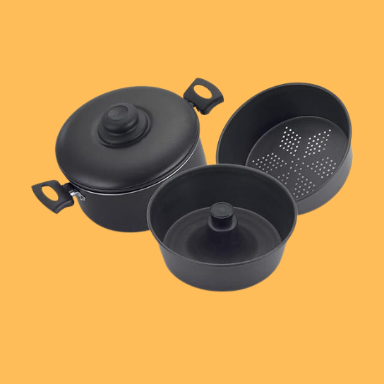 Forma 3 Em 1, Para Pudim,Cozinha A Vapor E Banho Maria Imagem Com Forma 3 Em 1, Para Pudim,Cozinha A Vapor E Banho Maria