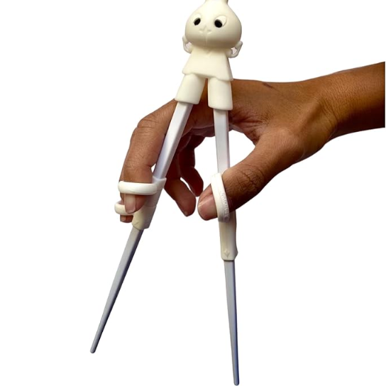 Imagem Com Hashi Infantil Com Suporte Para Dedos Personagens Diversos (Coelhinho Branco)