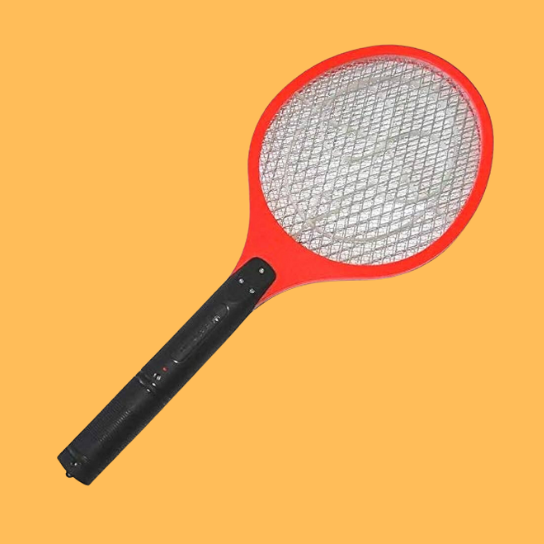 Imagem Com Raquete Elétrica Recarregável Mata Mosquitos Moscas Insetos (Vermelho)