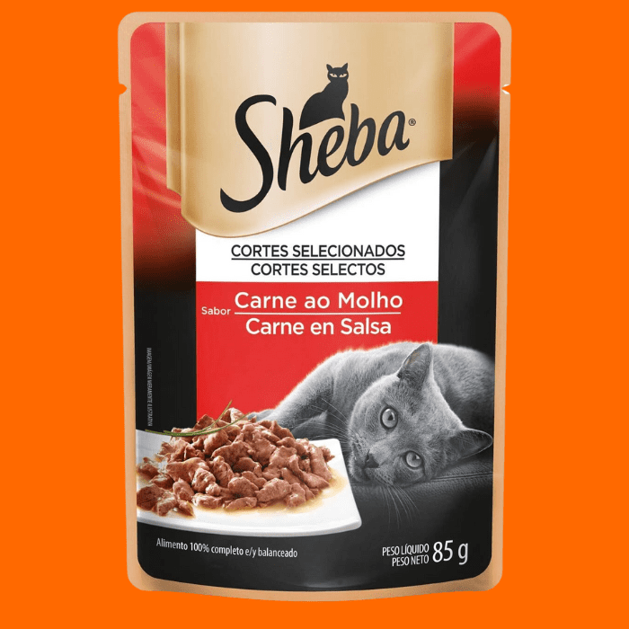 Ração Úmida Para Gatos Sheba Sachê Cortes Selecionados Carne Ao Molho Adultos 85G - Sheba